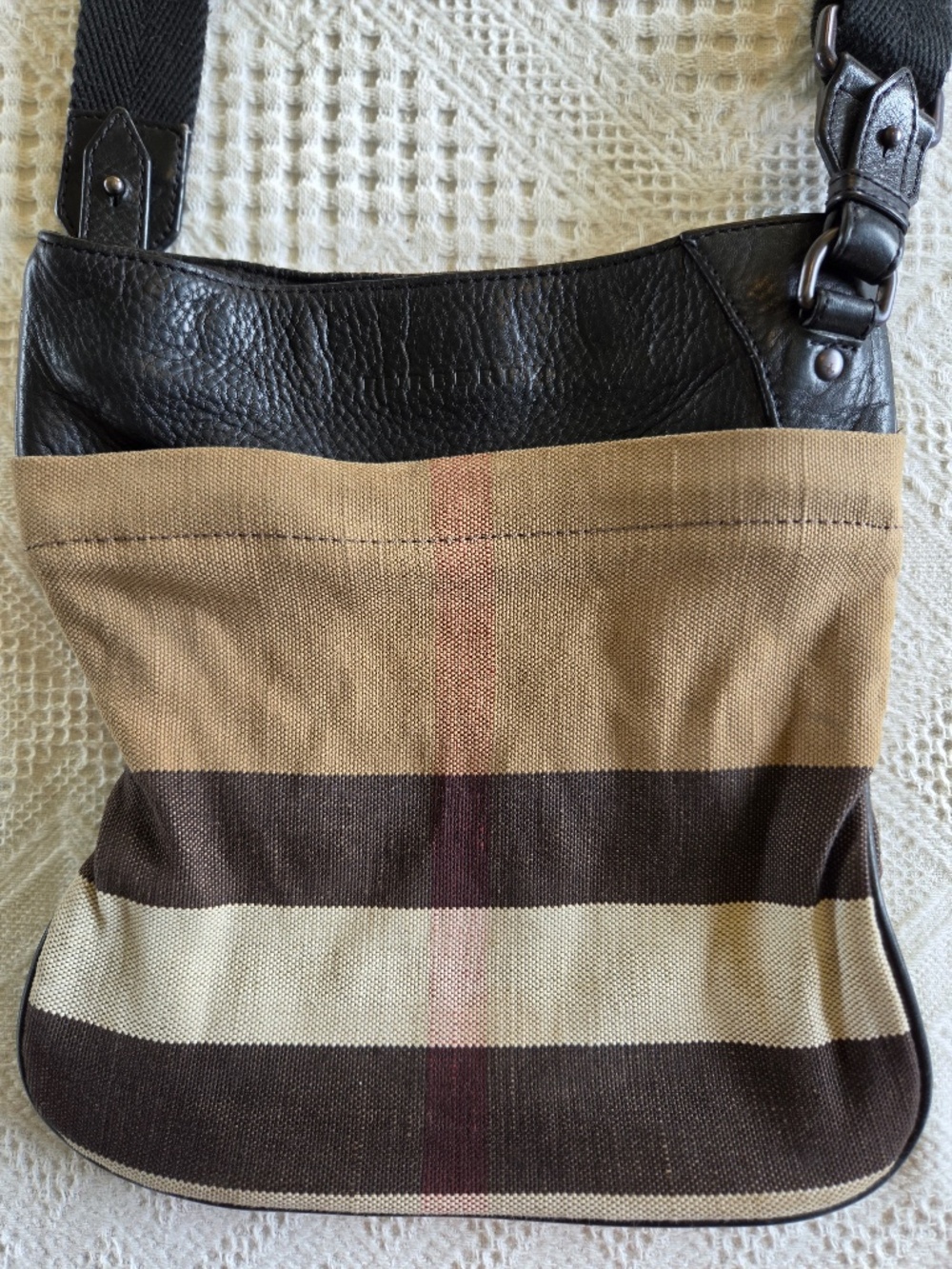 Vintage Burberry Ainsley mega check cross body messenger bag canvas leather - Picture 5 of 16